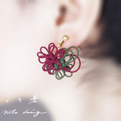 耳環“Iroha”（紅色 x 深綠色） 第8張的照片