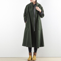 カジュアルに羽織れるウールのコート モスグリーン コート Weaver's