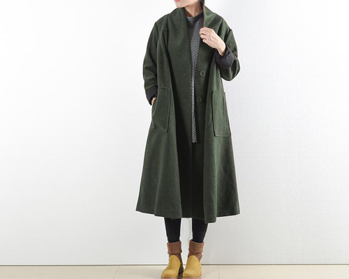 アーカイブ品 カナダ製【RAD HOURANI】ウールコート　モスグリーン　2 718576d3f6a8154e4bf348e5c0eb3d