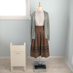 【受注製作】秋冬。茶×コゲ茶 渋くてかわいい柄スカート 4枚目の画像