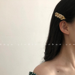 韓国ファッション シンプルかわいい　マーブル模様　ヘアピン　-7065 4枚目の画像