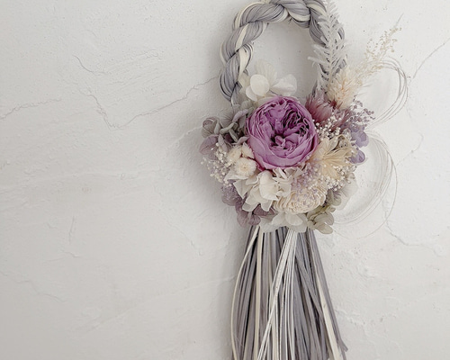 早割】お正月しめ縄飾り（パープルA） しめ縄・しめ飾り wabanaya 通販