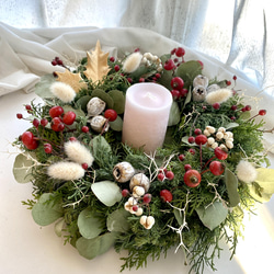 2way☆3種の針葉樹とユーカリポポラスのwinter wreath☆キャンドルリース☆ 4枚目の画像