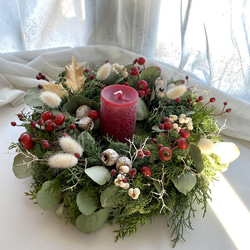 2way☆3種の針葉樹とユーカリポポラスのwinter wreath☆キャンドルリース☆ 6枚目の画像