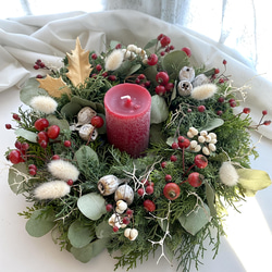 2way☆3種の針葉樹とユーカリポポラスのwinter wreath☆キャンドルリース☆ 8枚目の画像