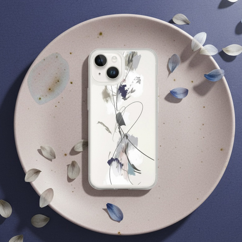 《 泡沫 うたかた 》スマホケース Android iPhone対応｜透明 花柄 アートデザイン 全機種対応 プレゼント