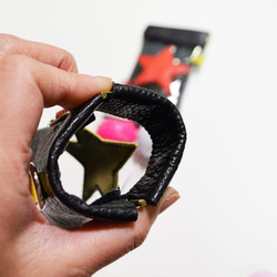 かわいくて機能性抜群ゴルフボールケース｜イタリアンレザー&クリア素材｜バネ口開閉｜ゴルフ女子｜星柄ハート 8枚目の画像