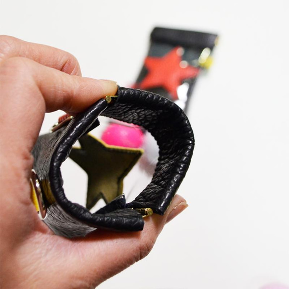 かわいくて機能性抜群ゴルフボールケース｜イタリアンレザー&クリア素材｜バネ口開閉｜ゴルフ女子｜星柄ハート 8枚目の画像