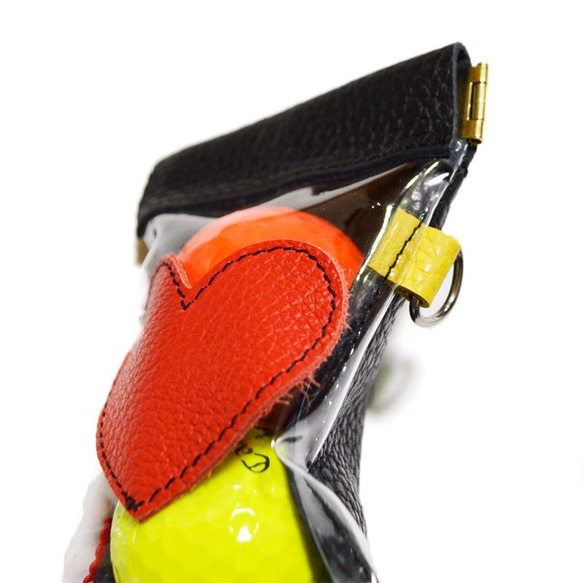 かわいくて機能性抜群ゴルフボールケース｜イタリアンレザー&クリア素材｜バネ口開閉｜ゴルフ女子｜星柄ハート 4枚目の画像