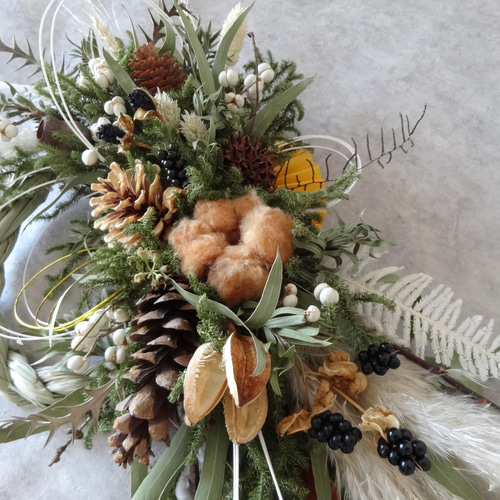 豪華 特大 50x28cm 白 水引き 正月飾り しめ縄 木の実 ナンキンハゼ