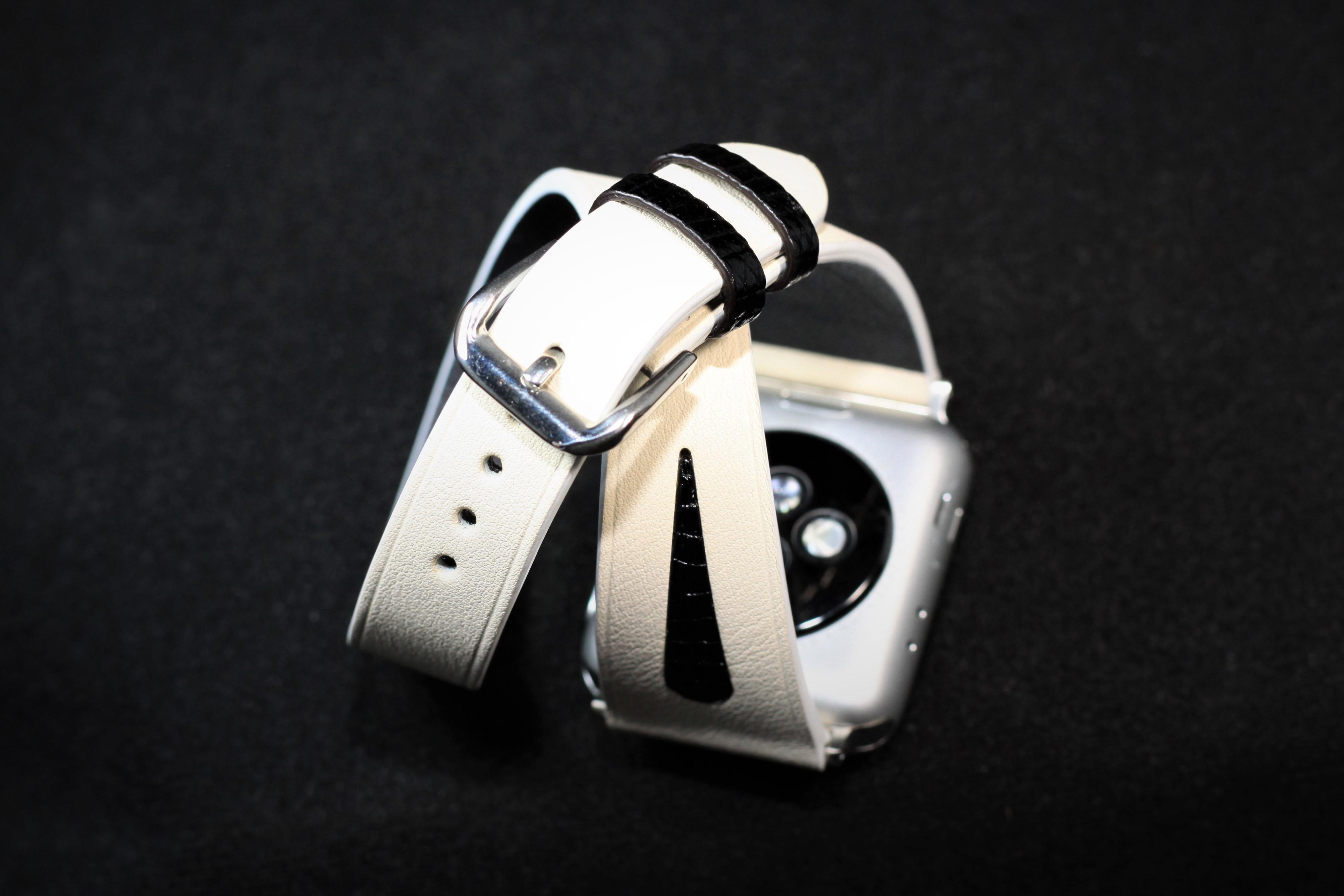 高級革使用Apple Watch 2重巻きタイプレザーベルト　腕時計ベルト　バンド　BL1　総手縫い製作