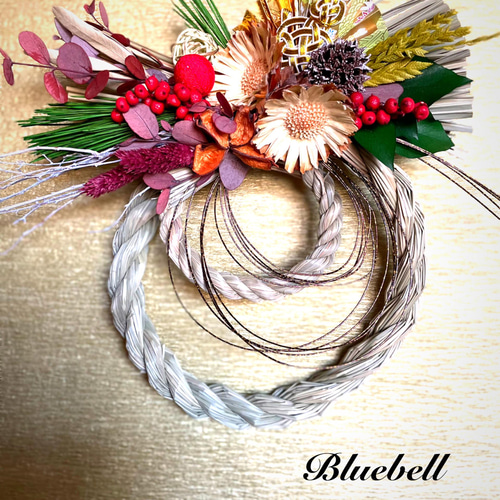 新春を彩る華やかで気品あふれるしめ縄リース しめ飾り 正月リース 造花 門松 花 新春を彩る華やかで気品あふれるしめ縄リース しめ飾り 正月リース