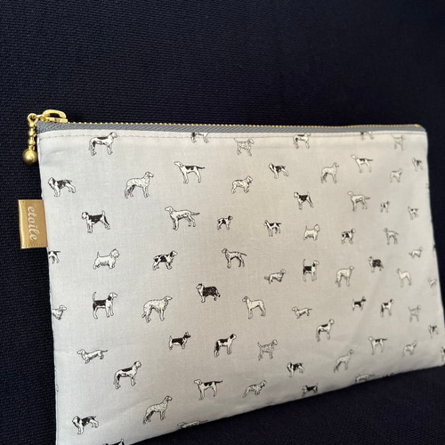 リバティ 20cmファスナー フラットポーチ☆Man's Best Friend マンズ