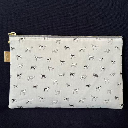 リバティ 20cmファスナー フラットポーチ☆Man's Best Friend マンズ