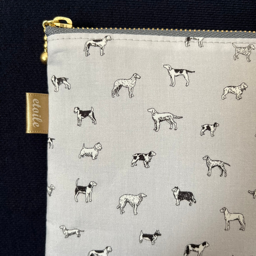 リバティ 20cmファスナー フラットポーチ☆Man's Best Friend マンズ