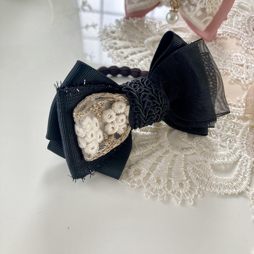 刺繍リボン ヘアゴム ブラック インド刺繍 ヘアゴム R_studio___50h