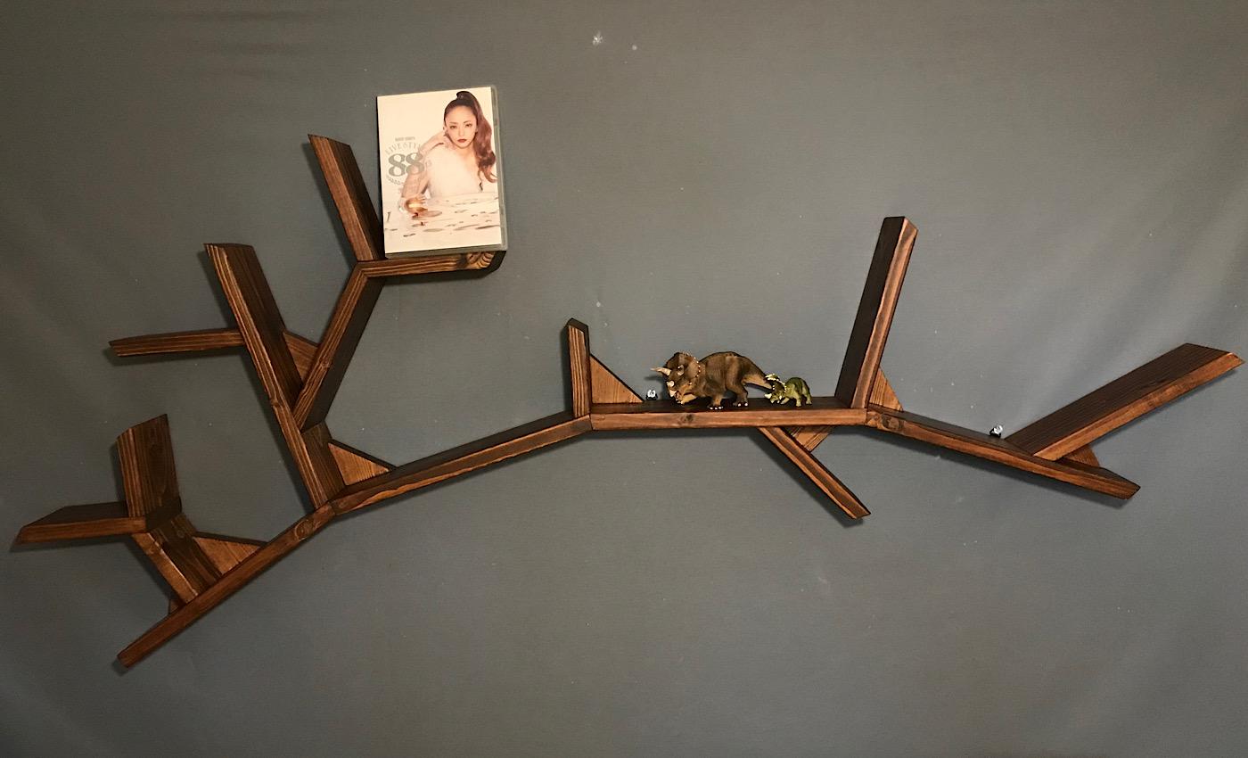 【送料無料】 ウォールシェルフ ブランチ SPF ブラウン