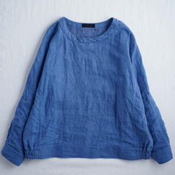 【學徒作品】亞麻上衣拉絨擠壓運動衫/藍色t048e-blu3 第9張的照片