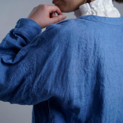 【學徒作品】亞麻上衣拉絨擠壓運動衫/藍色t048e-blu3 第6張的照片