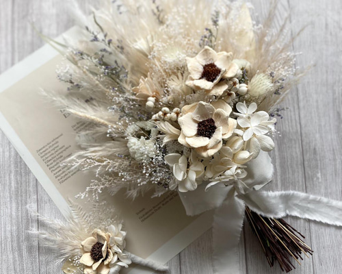 エクリュカラーのナチュラルブーケ ＊ウエディング＊ ドライフラワー