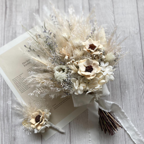 エクリュカラーのナチュラルブーケ ＊ウエディング＊ ドライフラワー