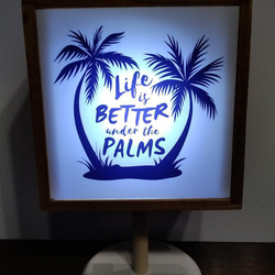 ハワイ 南国 パルムビーチ カフェ バー カウンター テーブル サイン 看板 置物 雑貨 LEDウッドライトスタンド 1枚目の画像