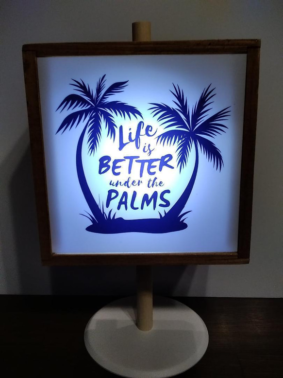 ハワイ 南国 パルムビーチ カフェ バー カウンター テーブル サイン 看板 置物 雑貨 LEDウッドライトスタンド 1枚目の画像