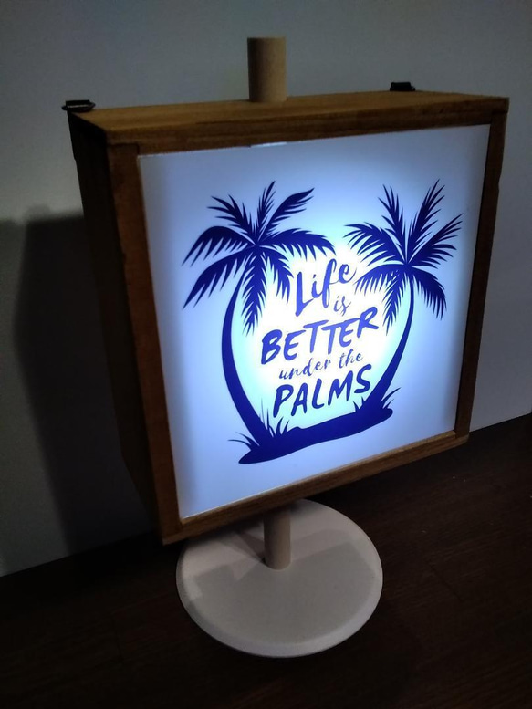 ハワイ 南国 パルムビーチ カフェ バー カウンター テーブル サイン 看板 置物 雑貨 LEDウッドライトスタンド 3枚目の画像