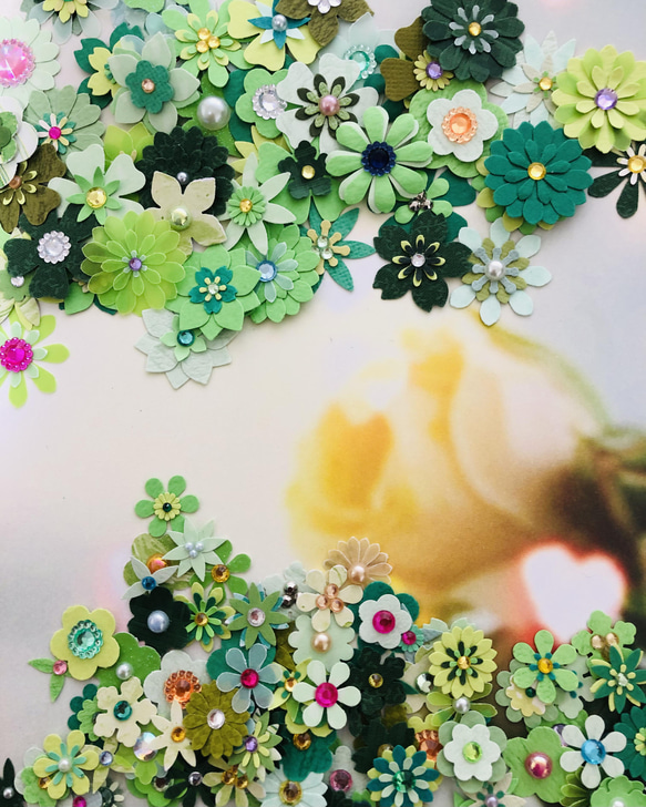 colorfulなお花に調和する2サイズのグリーン系ペーパーフラワー colorfulなお花に調和する2サイズのグリーン系ペーパーフラワー