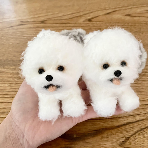 送料無料】羊毛フェルト ビションフリーゼ 羊毛フェルト ♡ron