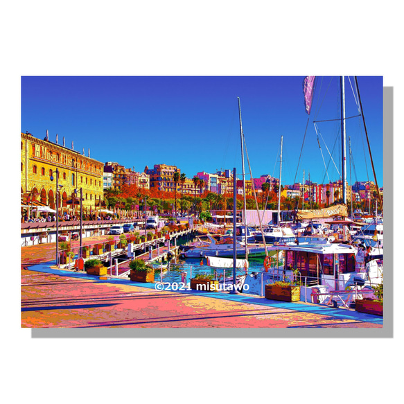 【選べる3枚組ポストカード】スペイン バルセロナの港とカタルーニャ歴史博物館【作品No.284】 1枚目の画像