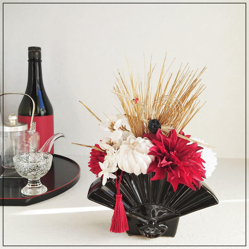 再販】新春 和モダン 華やか お正月飾り 水引鶴 アーティ