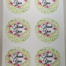 “Thank You ( ありがとう) 丸シール”・手作り・水彩画イラスト 花 シール・24枚花 シール・ 3枚目の画像