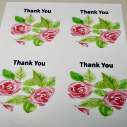 “Thank You ( ありがとう) 丸シール”・手作り・水彩画イラスト 花 シール・24枚花 シール・ 5枚目の画像