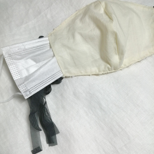 新作2022♡もこもこレース 不織布マスクカバー2way 耳が痛くならない  