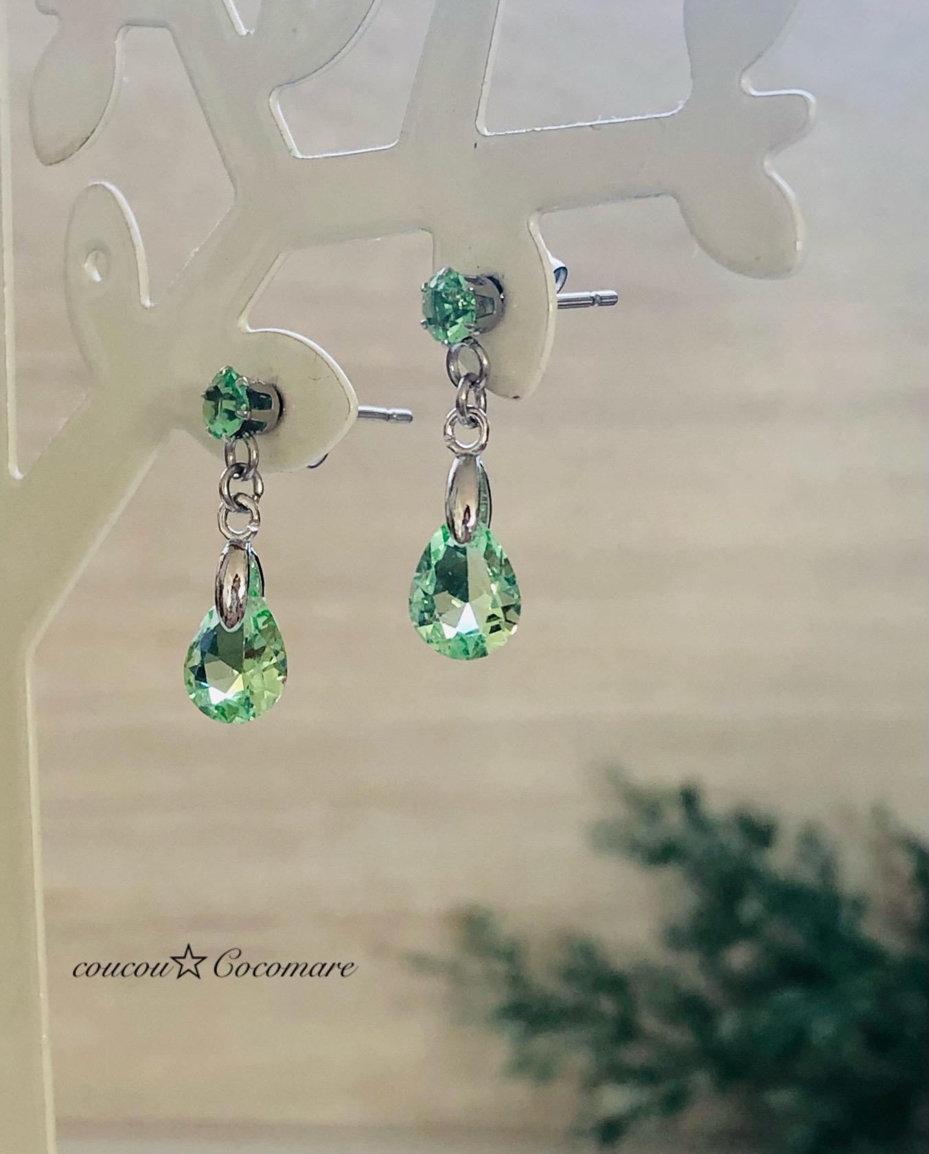 美品　緑　ピアス チェコガラスピアス（L）(GREEN): 『欧州航路』