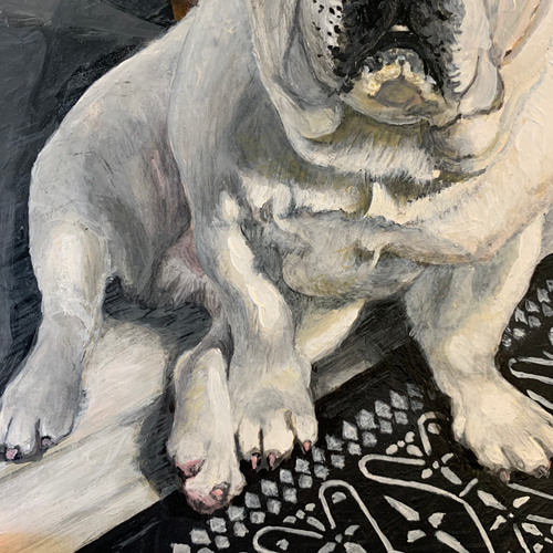 絵/絵画/犬/A4/アクリル画/手書機/原画/フレンチブルドッグ 絵画
