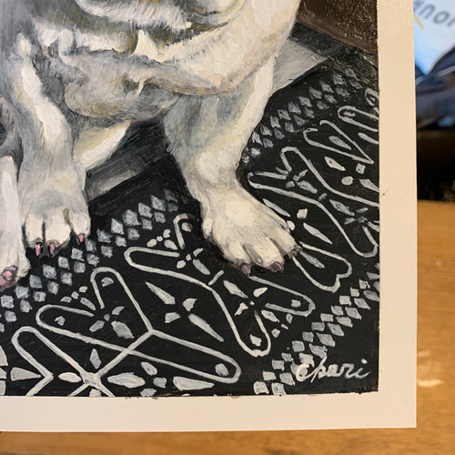 絵/絵画/犬/A4/アクリル画/手書機/原画/フレンチブルドッグ 絵画 大橋