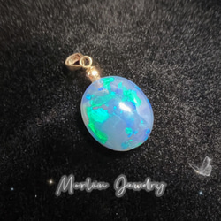 Morlin Jewelryメキシコ産ウォーターオパールとエメラルドのリング18yg 
