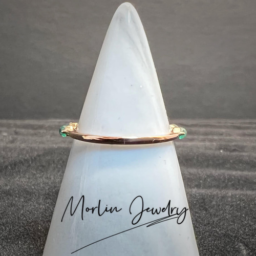 Morlin Jewelryメキシコ産ウォーターオパールとエメラルドのリング18yg