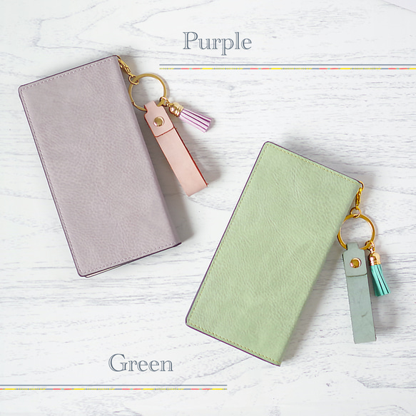 くすみカラー♡DeepPurple or Green 多機種対応✳︎iPhone15 Xperia✳︎手帳型スマホケース 2枚目の画像