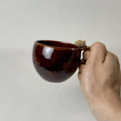 【受注制作品】タイヤキのコーヒーカップとソーサー（アメ色、ソーサー夫婦タイプ） 2枚目の画像