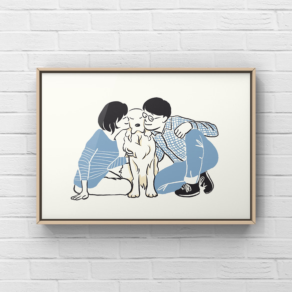 ゴールデンレトリバー【パートナー】　A4ポスター　家族　ファミリー　カップル　犬　うちの子 3枚目の画像