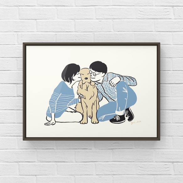 ゴールデンレトリバー【パートナー】　A4ポスター　家族　ファミリー　カップル　犬　うちの子 1枚目の画像