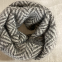 蓬鬆的羊駝絨針織圍脖：人字針織 第6張的照片