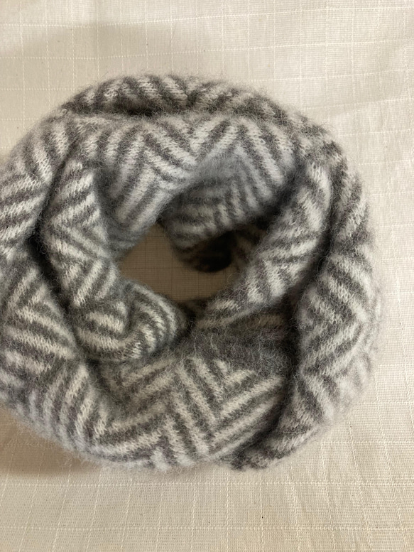 蓬鬆的羊駝絨針織圍脖：人字針織 第6張的照片