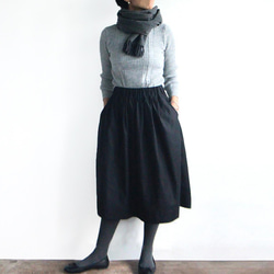 ２サイズ　タックギャザースカート（ブラック） 2枚目の画像