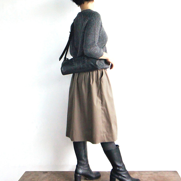 ２サイズ　タックギャザースカート（ブラック） 8枚目の画像