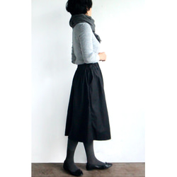 ２サイズ　タックギャザースカート（ブラック） 3枚目の画像