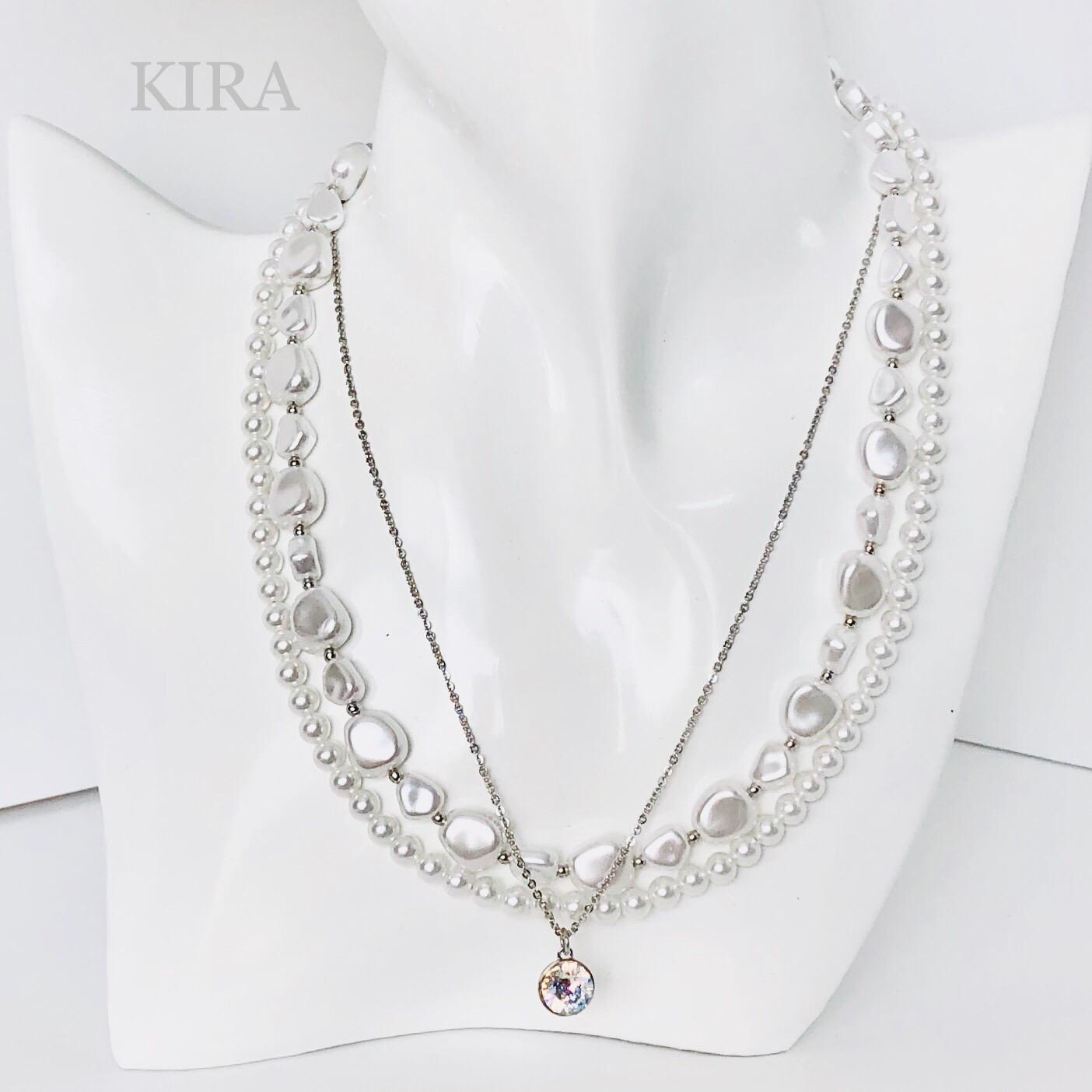 【sale】パール・チェーン・3点ネックレス ✨【シルバー】